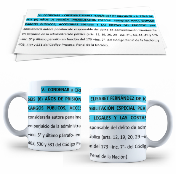 Taza de la condena de Cristina