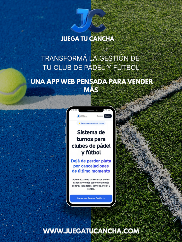 JUEGA TU CANCHA simplifica reservas, torneos y gestión de clubes de pádel en Argentina.